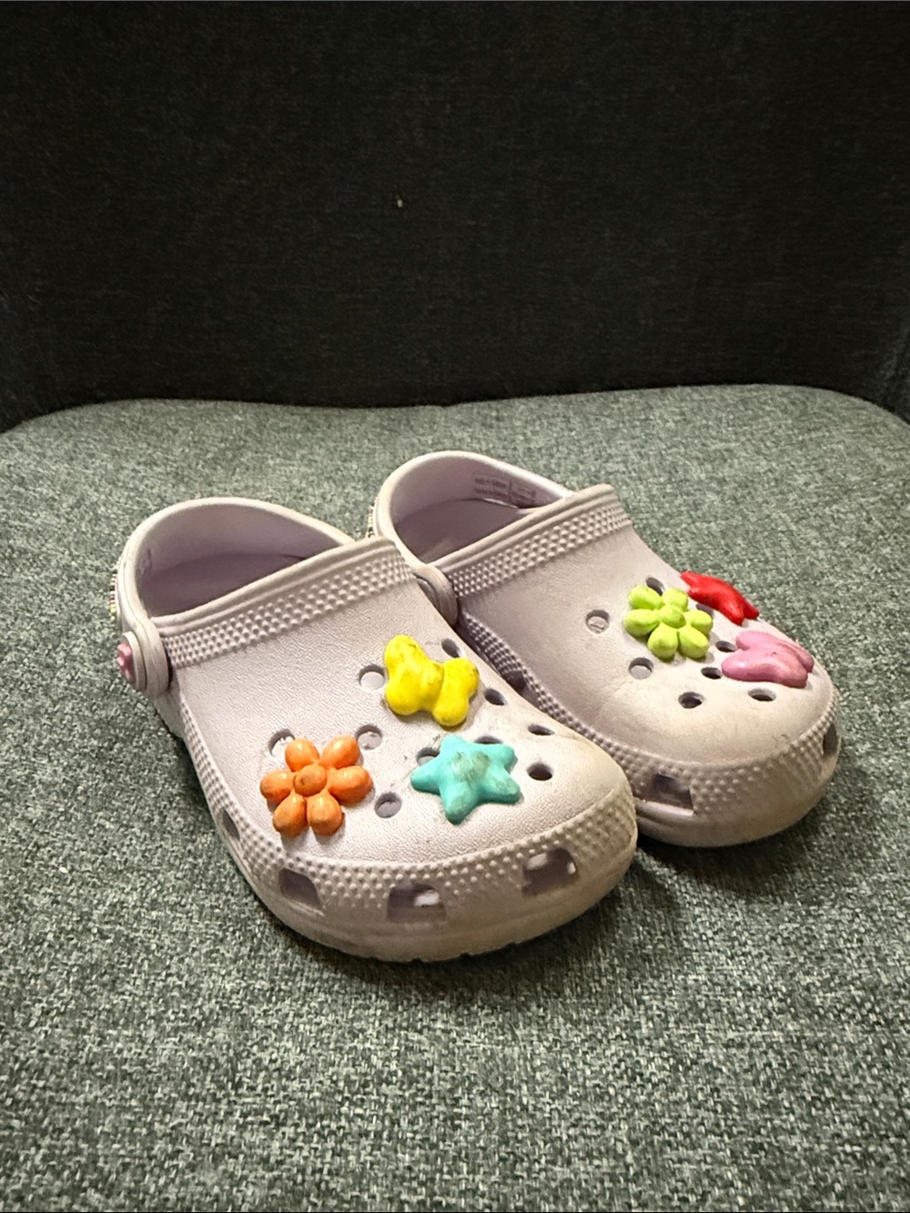 CROCS Lilac Kids' Clogs with Colorful Flower Charms